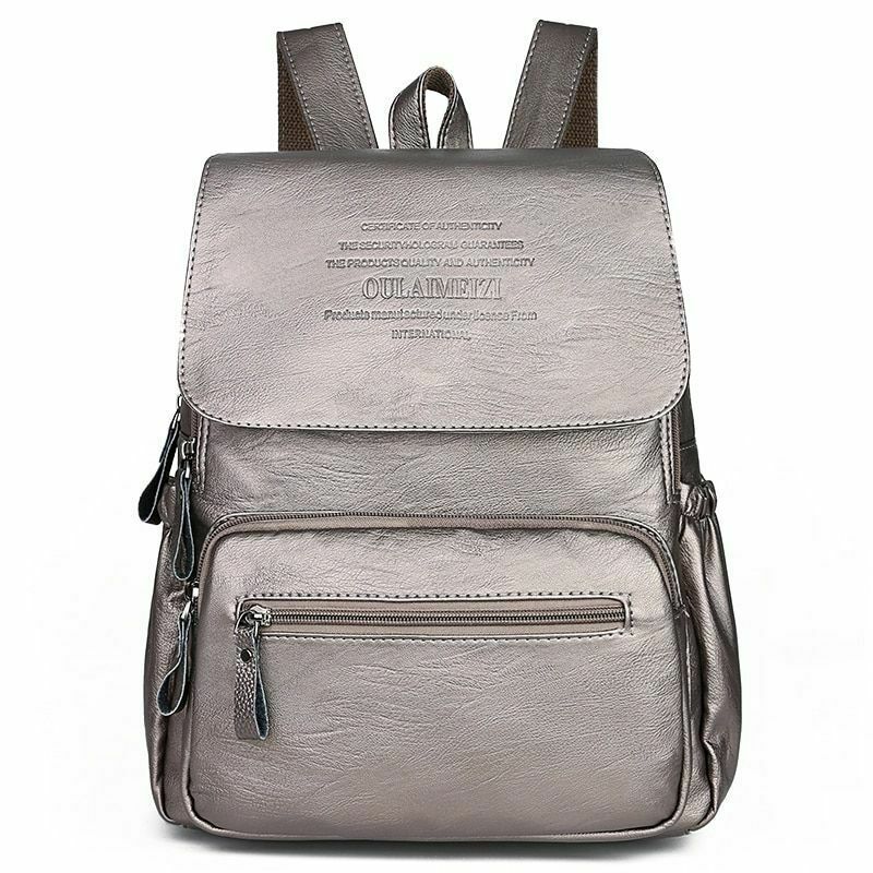 Women Leather Backpacks Luxury Designer Large Capacity Casual Daypack Sac