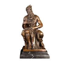 Bronze Sculpture Moses Statue Michelangelo replica Famous Western Figurine - $525.69