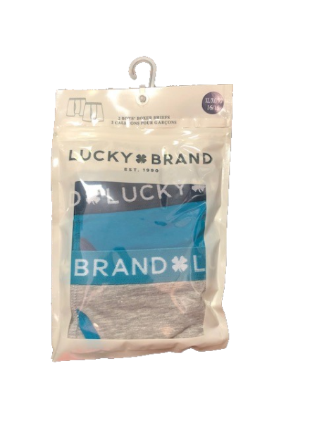 Lucky Brand Boys Cotton Boxer Briefs, Blue/Gray, 2 Pack, Size S/P, 6/7
