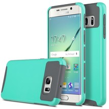 Mint Green Hard Case for Samsung Galaxy S6 Edge - Heavy Duty Hybrid Cover USA image 1