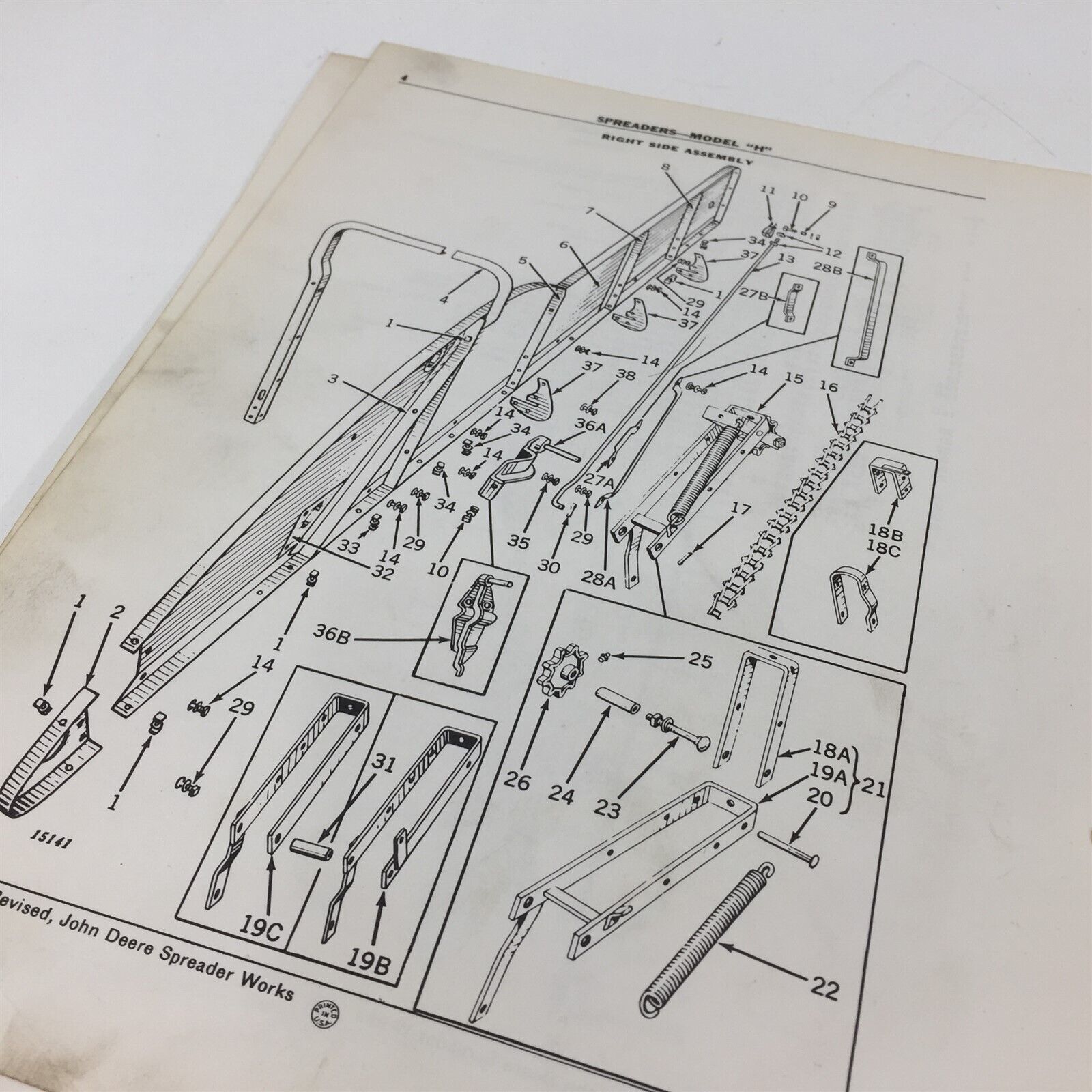 Genuine John Deere Model H Spreaders Parts Index PCC63 Dealer 1954