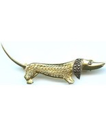 DACHSHUND Dog in Sterling Silver Gold Plated BROOCH Pin - ALICE CAVINESS - $90.00