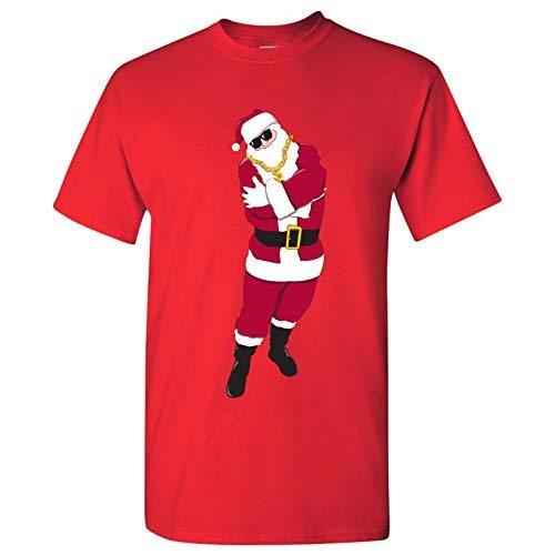 Hip Hop Santa Claus Rapper Funny Christmas T-Shirt - Large - Red - Fashion