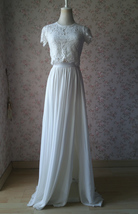 Side Slit Maxi Chiffon Skirt Dusty Blue Wedding Chiffon Bridesmaid Outfit Plus image 9