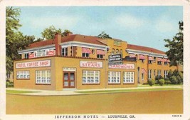 Jefferson Hotel Louisville Georgia linen postcard - $5.89