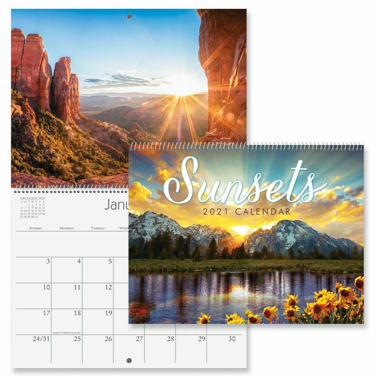 2021 Sunsets Wall Calendar 12" X 18" Spiral Bound Current Year, Next Year