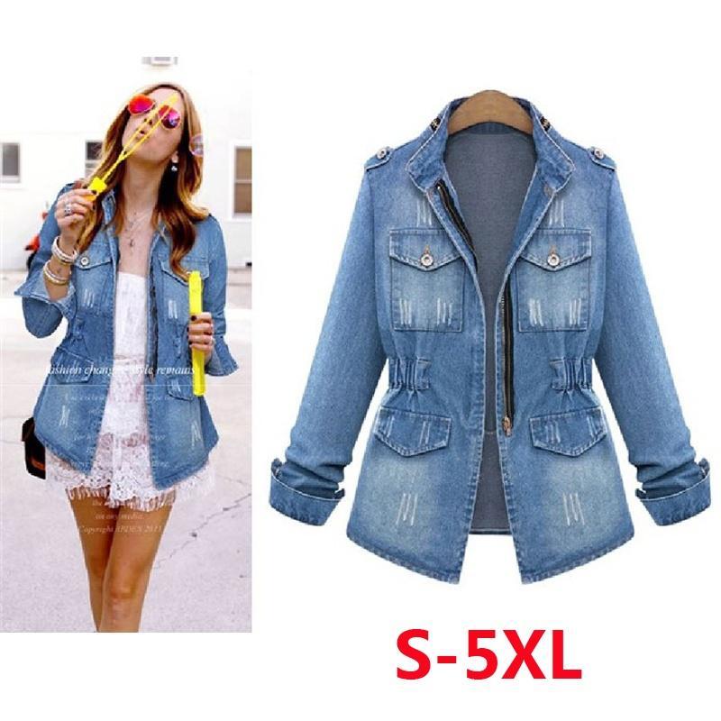 Image of Autumn New Fashion Women Slim Long Sleeve Denim Coat Jacket Ladies Fashion Tops