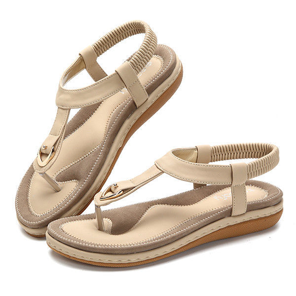 Image of SOCOFY Comfortable Elastic Clip Toe Flat Beach Sandals US Size -