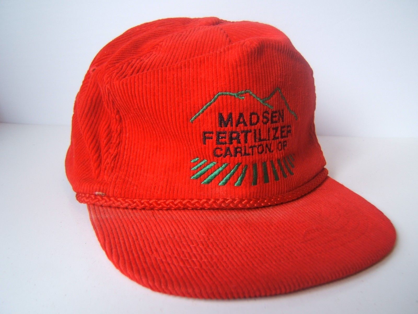 Madsen Fertilizer Farmer Hat Vintage Red Corduroy Snapback Rope ...