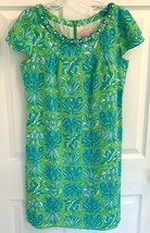 Lilly Pulitzer Sz 2 Joanne Limeade Purrfect Paradise Silk Dress Beaded N... - $59.39