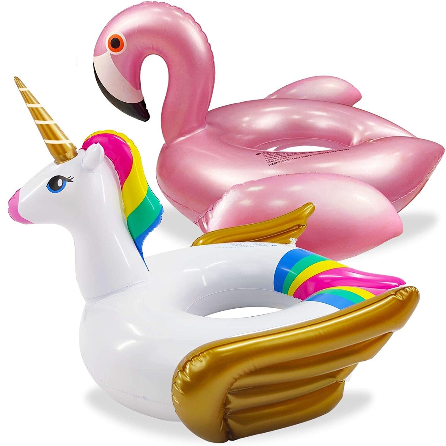 Unicorn&Flamingo Pool Float (2 Pack), Inflatable Swim S Beach Floaties