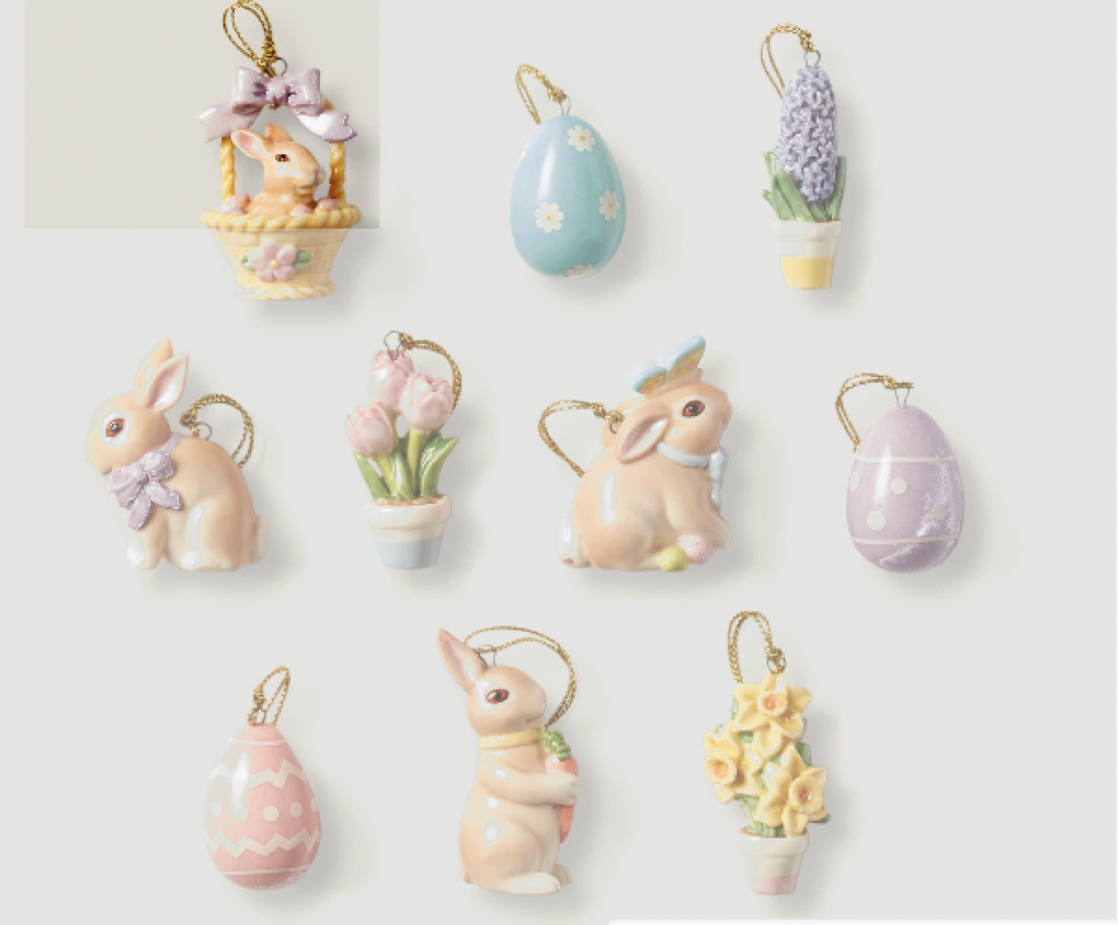Lenox Celebrate Easter Miniature Tree Ornaments Set Of 10 Bunny Egg