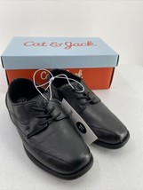 Cat & Jack Boys Size 11 Black Timothy Dress Shoes Faux Leather Slip Ons - $14.01