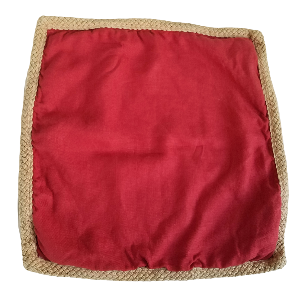 Primary image for Pottery Barn Jute Braid Trim Linen Pillow Cover 20" Square Red