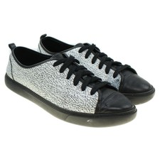 COLE HAAN Grand Womens White Black Leather Crackle Pattern Low Top Sneakers 6.5 - $32.66