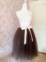 Brown Midi Tulle Skirt Ballerina Tulle Tutu Skirt Plus Size High Waisted image 4