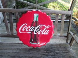 Coca-Cola Large Bottle Cap Steel Sign Red with White Script Logo  - BRAND NEW - $61.38