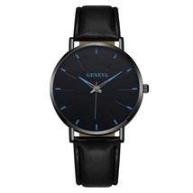 Blue needle Geneva men's watch men's watch belt quartz watch - $18.88
