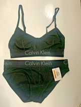Calvin Klein Cotton Logo Bra Set in Black Sz. Small image 1