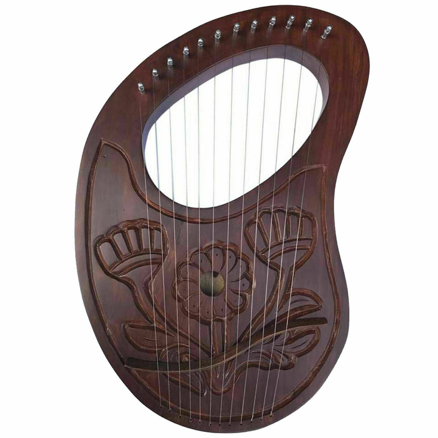 Brand New Lyre Harp 12 Strings Flower Design Free Carrying Case/Lyra ...