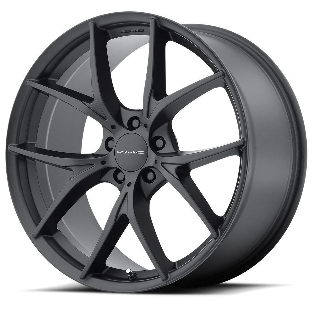 One 20x8.5 KMC KM694 Wishbone 5x115 20 Satin Black Wheels Rims Wheels