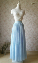 LIGHT BLUE Plus Size Bridesmaid Tulle Skirt High Waist Floor Length Tulle Skirt image 2