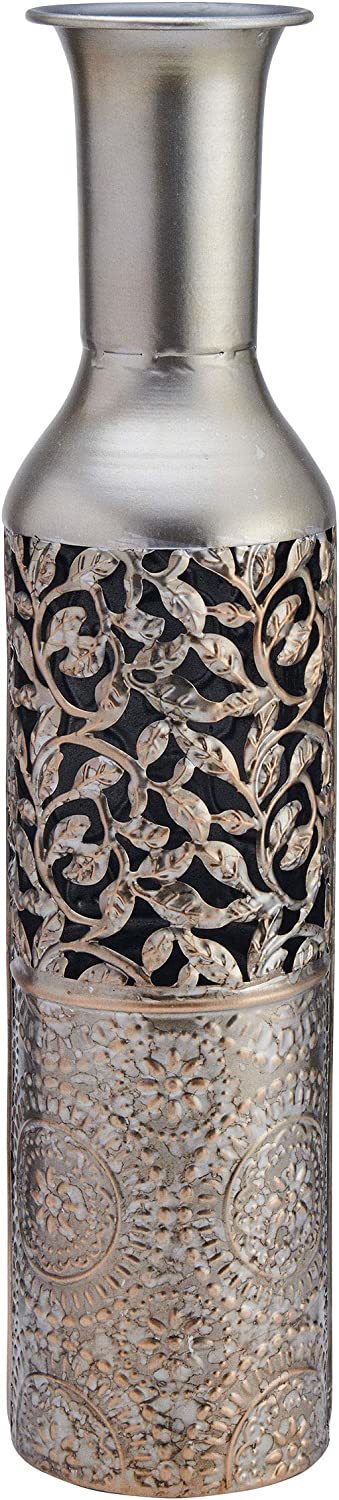 Elements 5181406 Embossed Decorative Metal Vase, 17-Inch, Silver - $30.99