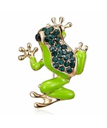 Stunning Diamonte Gold Plated Vintage Look Frog Christmas Brooch Cake Pi... - $13.43