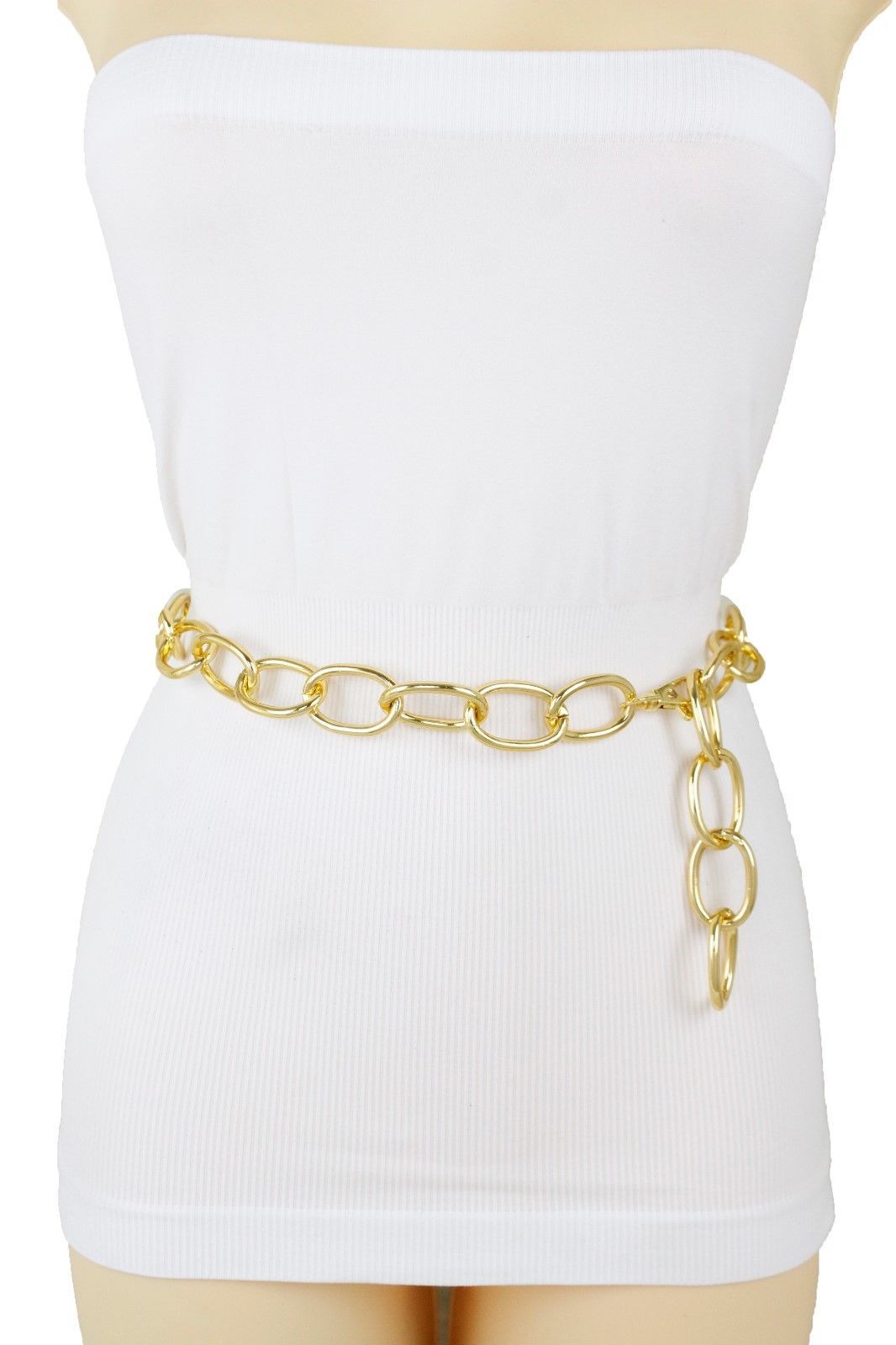 Hot Women Fashion Hip Waist Gold Metal Chunky Chain Thick Links Belt ...