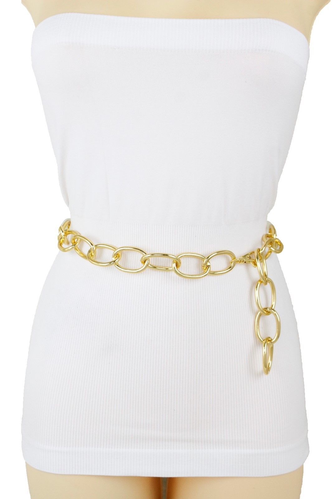 Hot Women Fashion Hip Waist Gold Metal Chunky Chain Thick Links Belt