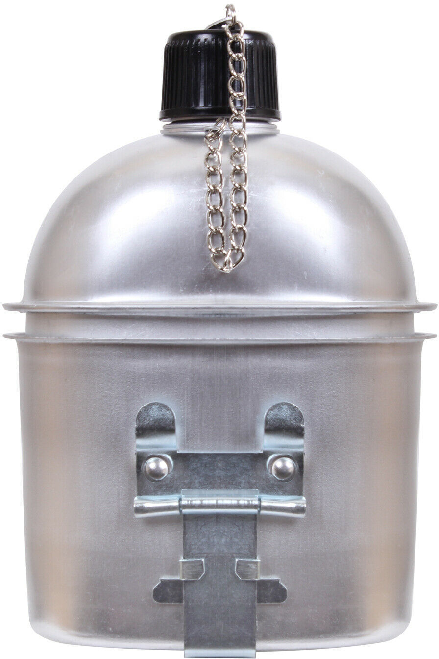 Camping Canteen 1 Qt & Cup Set Aluminum Camping Hiking Travel Emergency Drinking Canteens