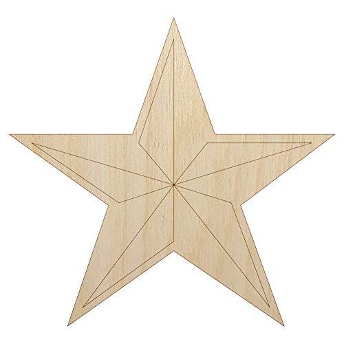 Nautical Star Unfinished Wood Shape Piece Cutout for DIY Craft Projects - 1/4 In
