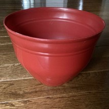 NEW Large Shiny Red Planter Round Plastic Flower Pot 10 in Wide 7.5 in Tall - $27.43