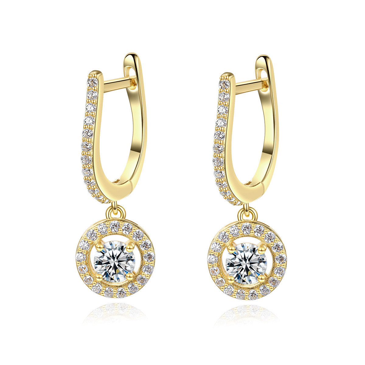 Allentian - 18k gold plated s925 silver earrings 1 carat moissanite earring
