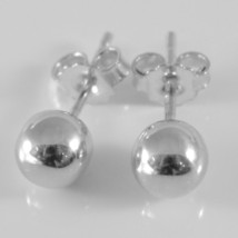 18K WHITE GOLD EARRINGS WITH 6 MM BALLS BALL ROUND SPHERE, MADE IN ITALY image 1