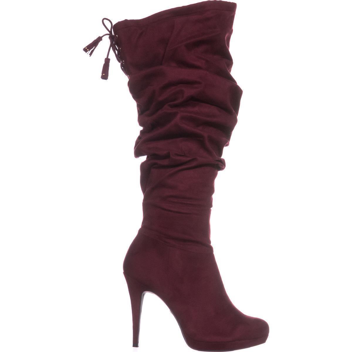 TS35 Brisa Wide Calf Platform KneeHigh Boots, Burgundy Boots