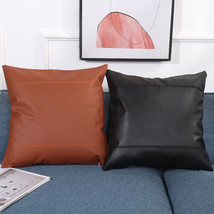 18x18 Vintage Faux Leather Throw Pillow Covers Sofa Cushion Waterproof C... - $19.62+