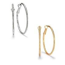 Avon Easy Essentials Etched Hoop Earrings (Goldtone Only) ~ New Sealed!!! - $13.09