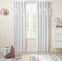 Pillowfort White Ruffle Blackout Curtain Panel Curtain 42&quot; x 84” NWOT. - $19.99