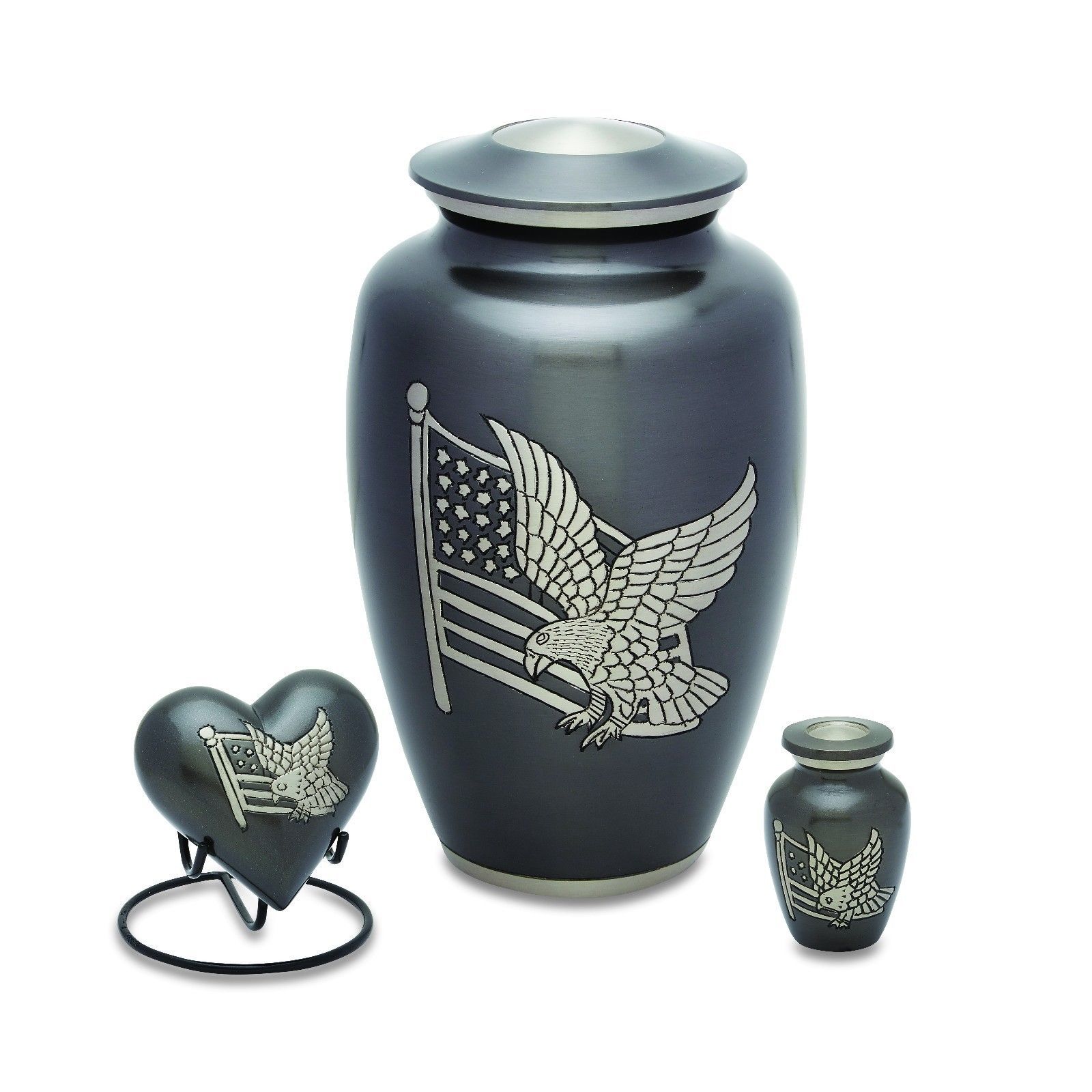 American Flag Eagle Keepsake Funeral Cremation Urn For Ashes, 3 Cubic
