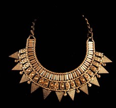 Cleopatra signed Necklace - large heavy Hippie style - big etruscan chok... - $125.00