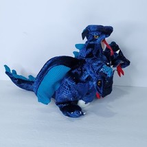 Folkmanis Dragon Puppet 15" Long Full Body Blue Three Heads Soft Plush Shiny - $29.69