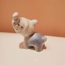 Vintage Animal Figurine, Porcelain Blue Bear or Cat with Clown Hat and Bowtie image 4