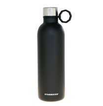 Starbucks 20 Oz Water Bottle Matte Black Rubber Hook Stainless Steel Thermos - $40.89