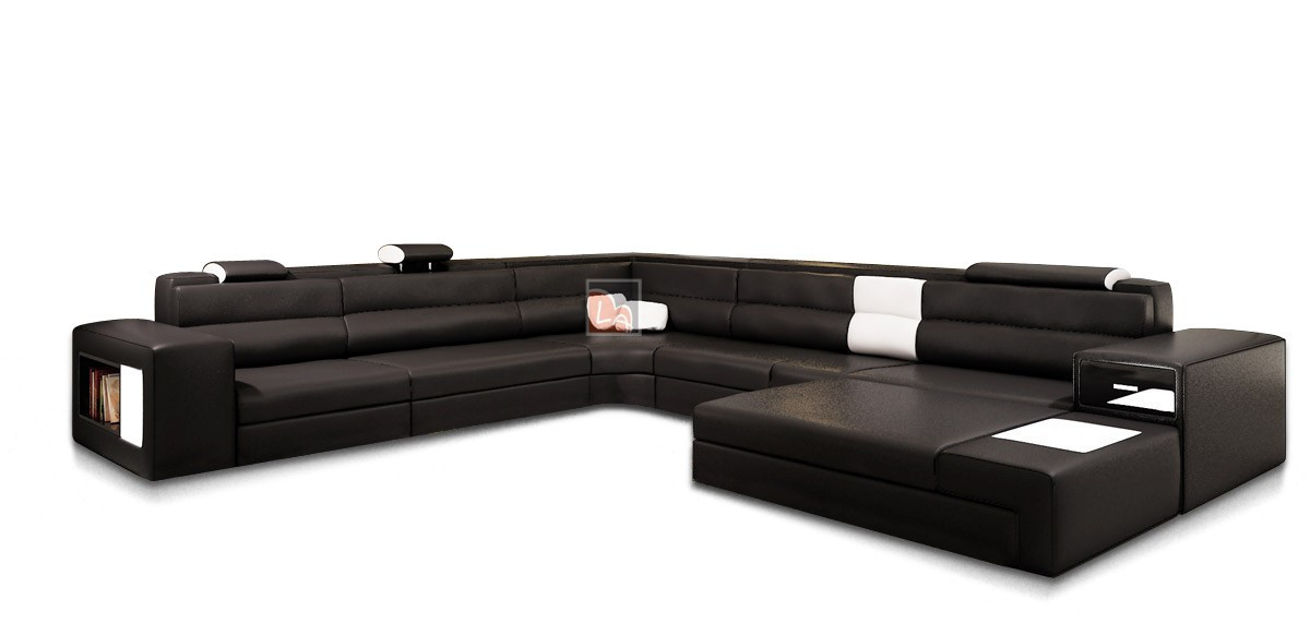 polaris orange italian leather sectional sofa