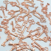 48 Antique Rose-gold Keys - Mixed Antique Skeleton Keys - Vintage Skeleton Key image 2