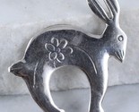 BUNNY Jack RABBIT with Flower Brooch Pin in Sterling Silver - 2 inches