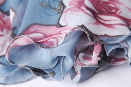 FLORAL Chiffon Long Skirt Dusty Blue Flower Silk Chiffon Skirt Summer Plus Size image 9