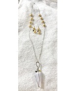 Silver Plated Ivory Shell Pearl Necklace Set With Wire Wrapped Seashell ... - $20.00