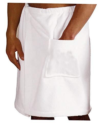 Men's Terry Velour or Bath Towel Wrap 100% Cotton Terry, 23 Length (Red)